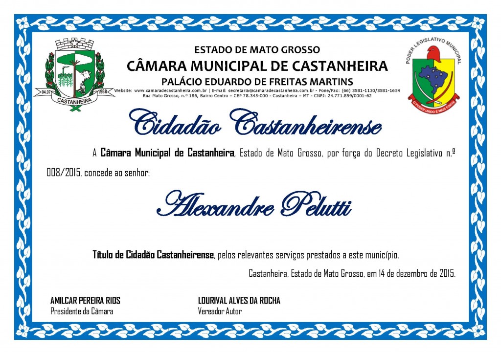Título de Cidadão - ALEXANDRE PELUTTI