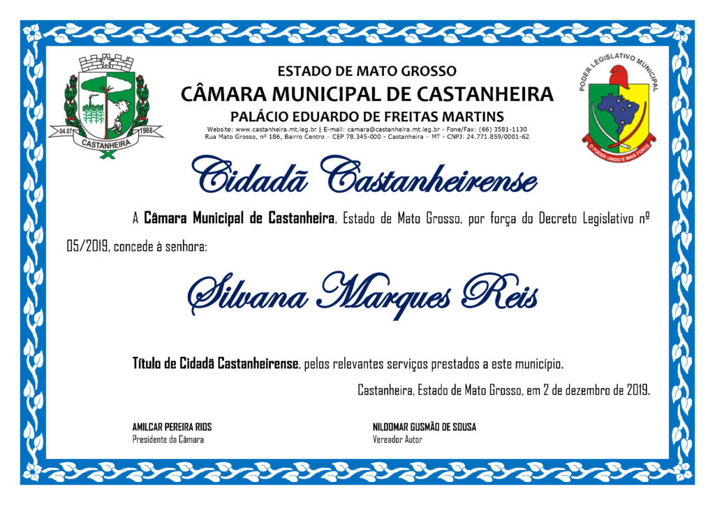 Título de Cidadã à Srª SILVANA MARQUES REIS